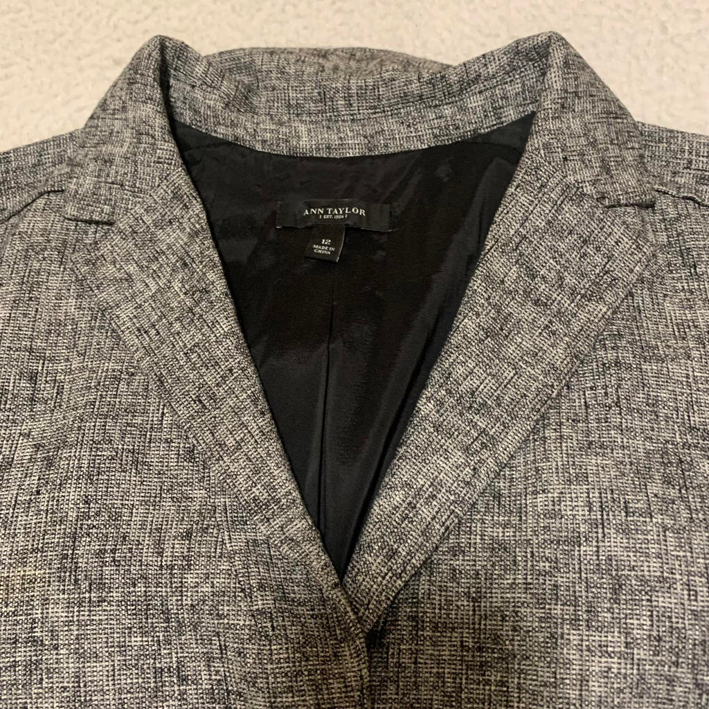 Blazer gris de manga corta con cinturón para mujer de Ann Taylor, talla 12