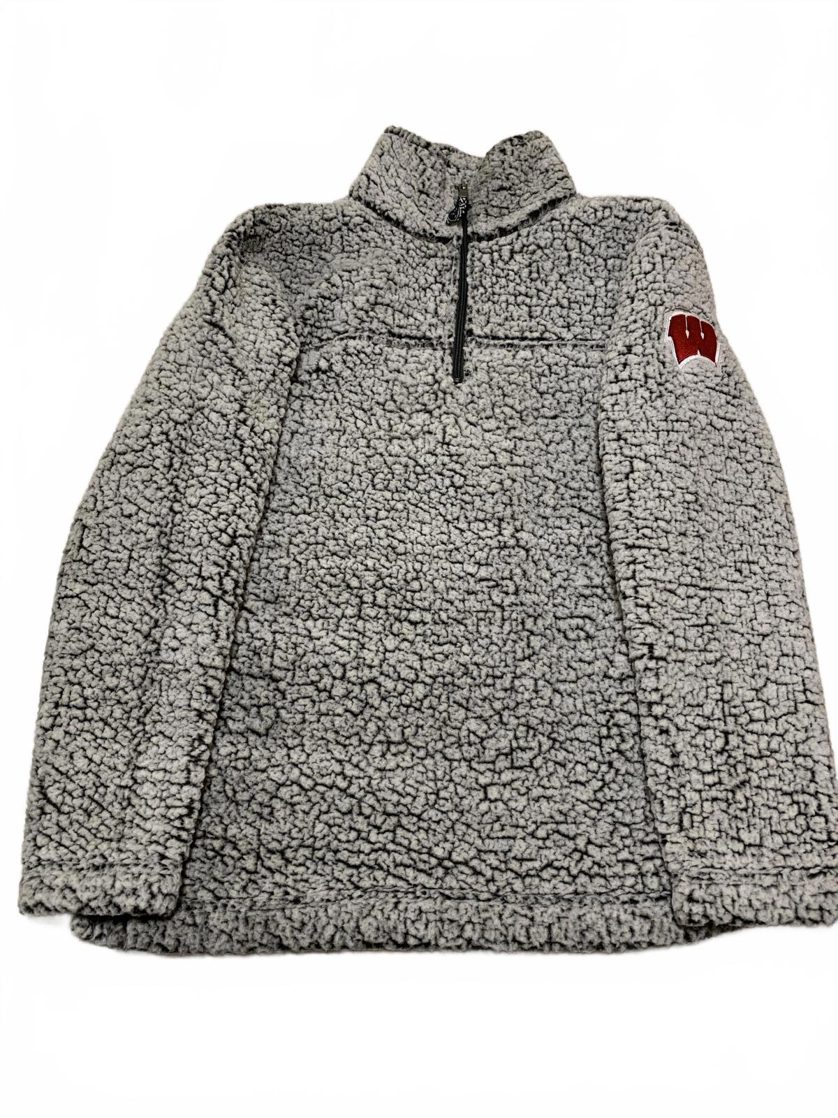 Chaqueta tipo jersey de forro polar sherpa gris con cremallera de un cuarto para hombre, talla M, de Boxercraft