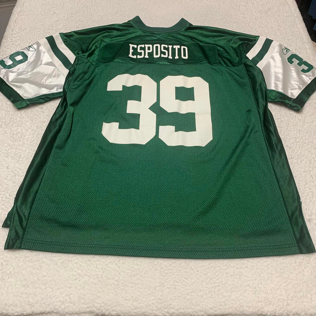 Camiseta de fútbol americano Reebok Esposito de los New York Jets, talla 39, verde, NFL, para uso en el campo, de VTG