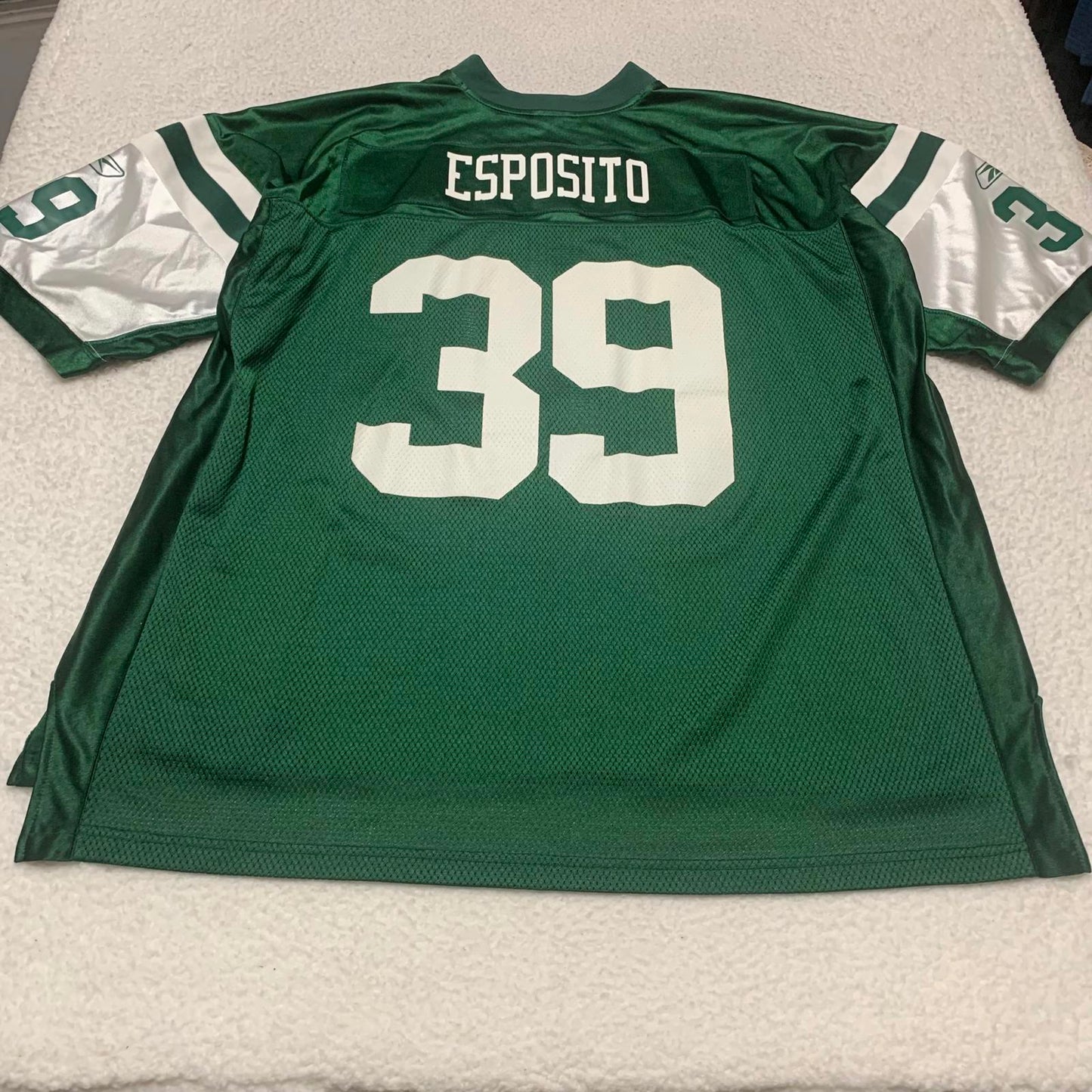 VTG Reebok New York Jets Esposito Football Jersey #39 Sz 3XL Green NFL Onfield