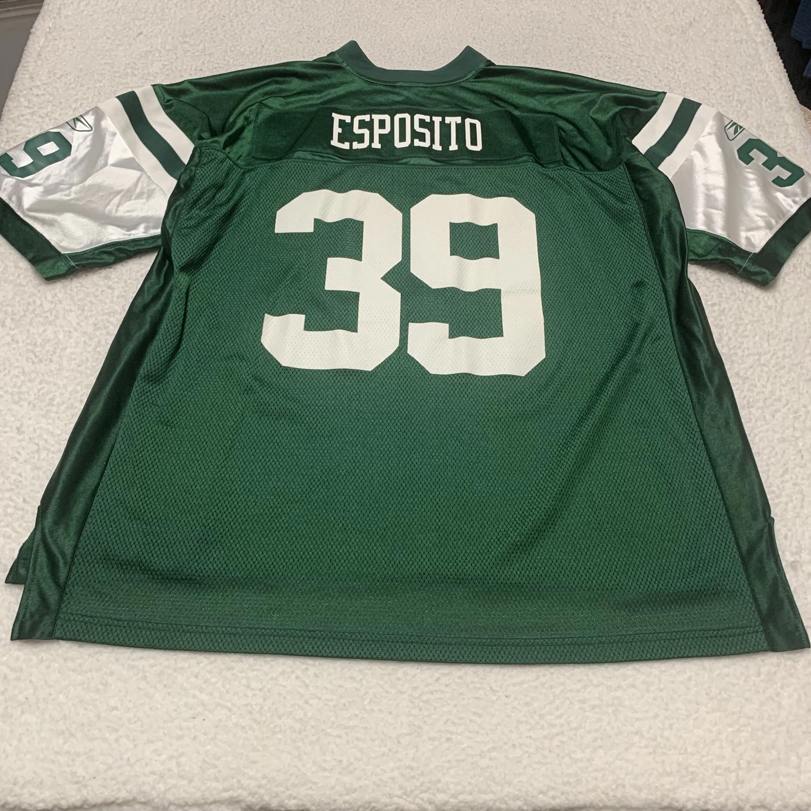 Camiseta de fútbol americano Reebok Esposito de los New York Jets, talla 39, verde, NFL, para uso en el campo, de VTG