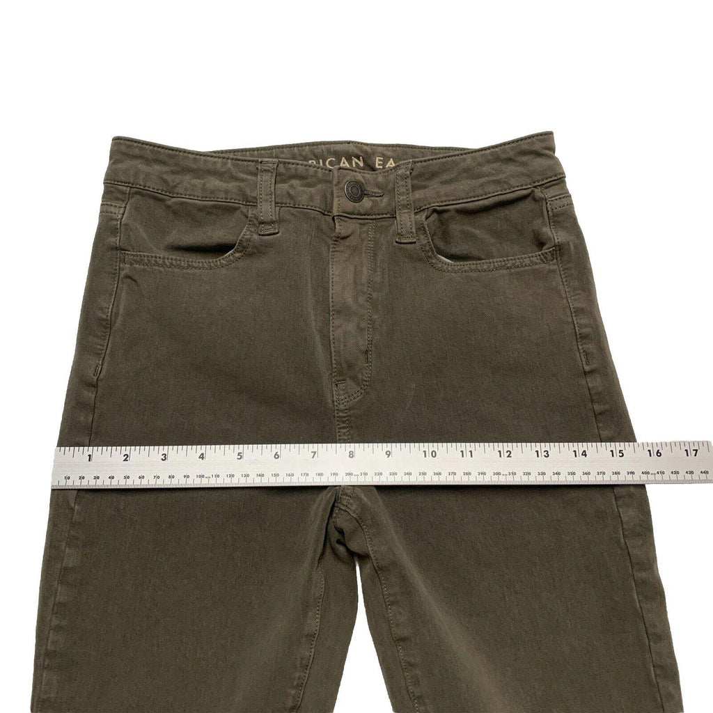 Jeggings elásticos de tiro alto superalto de American Eagle para mujer, talla 2 regular, color verde grisáceo