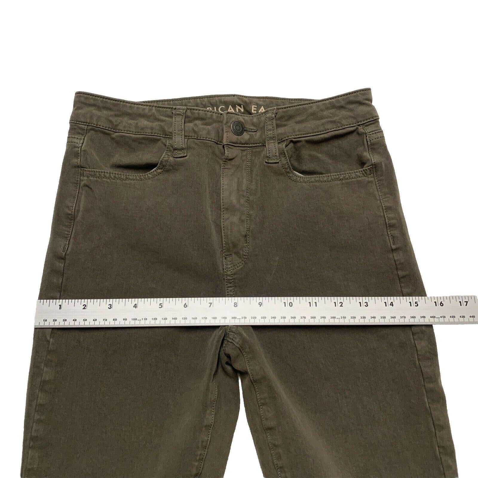 Jeggings elásticos de tiro alto superalto de American Eagle para mujer, talla 2 regular, color verde grisáceo