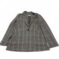 Treasure & Bond Women's Plaid Blazer Jacket XS Black Pink Gray 1-Button Stretch