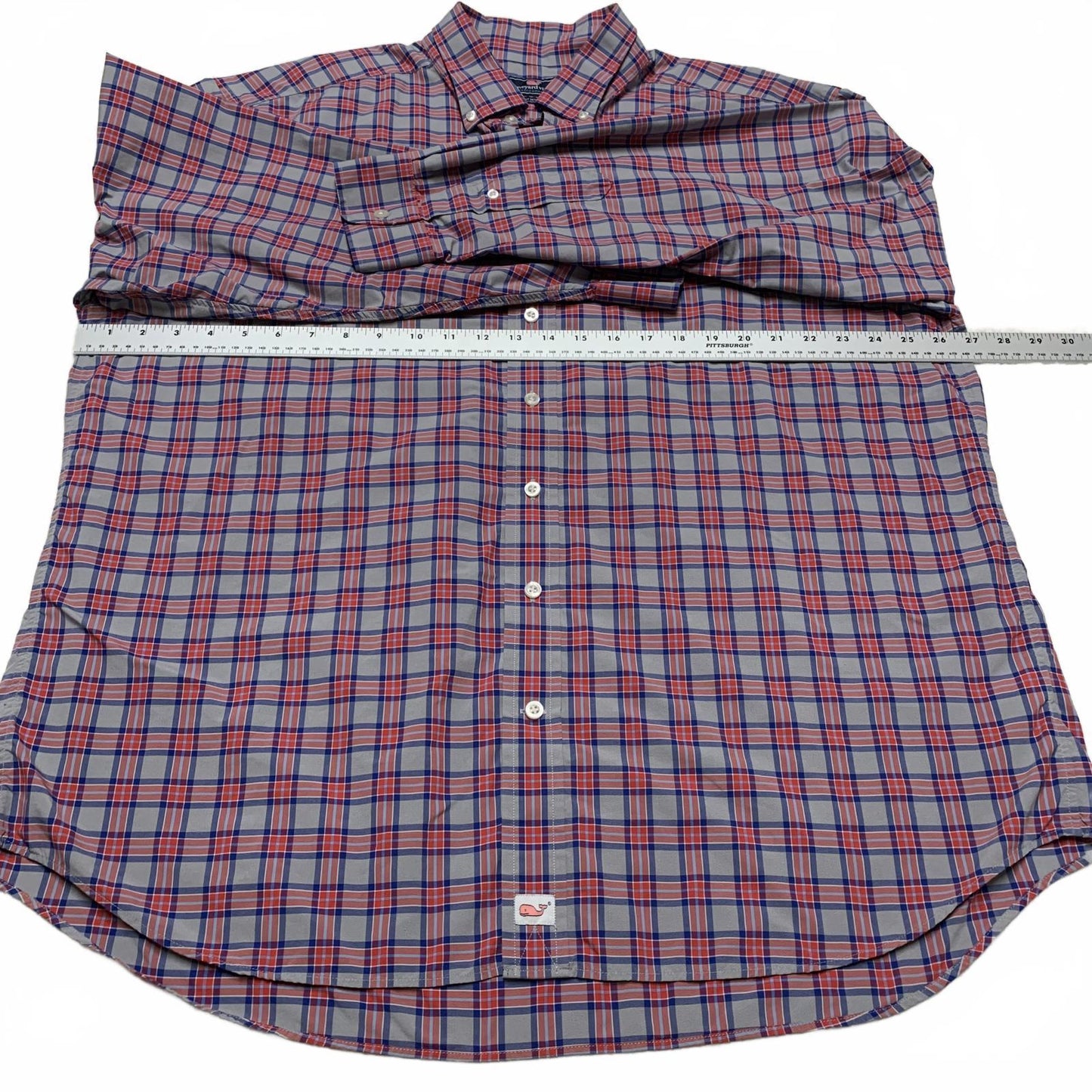 Vineyard Vines Mens Sz XXL Plaid Red Classic Fit Murray Button Shirt