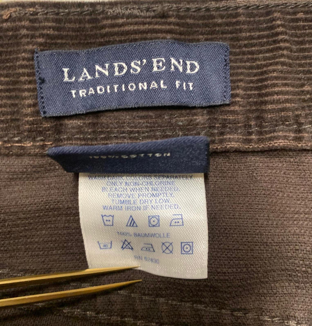 Lands' End Men's Size 38 Brown Traditional Fit Tapered Leg Corduroy Pants