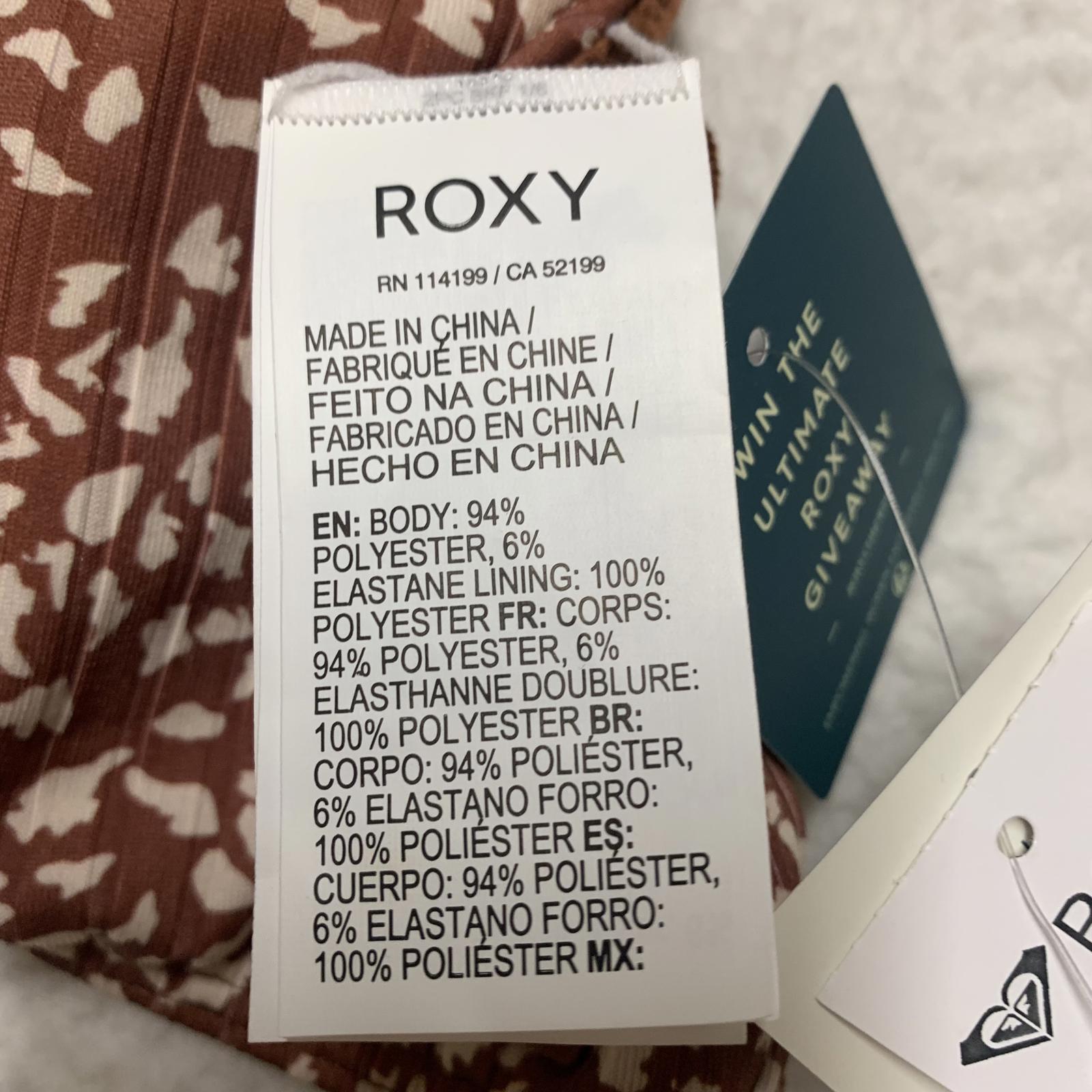 Top de bikini Roxy Love the Surf Knot para mujer, talla L, estampado marrón