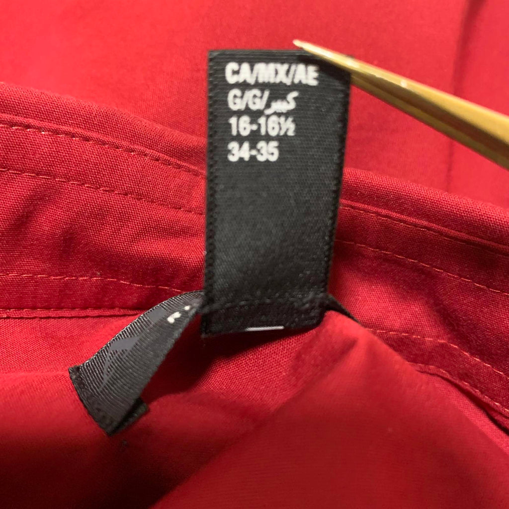 Camisa de vestir Alfani para hombre, de manga larga, color rojo, con botones, mezcla de algodón, talla L 16-16 1/2