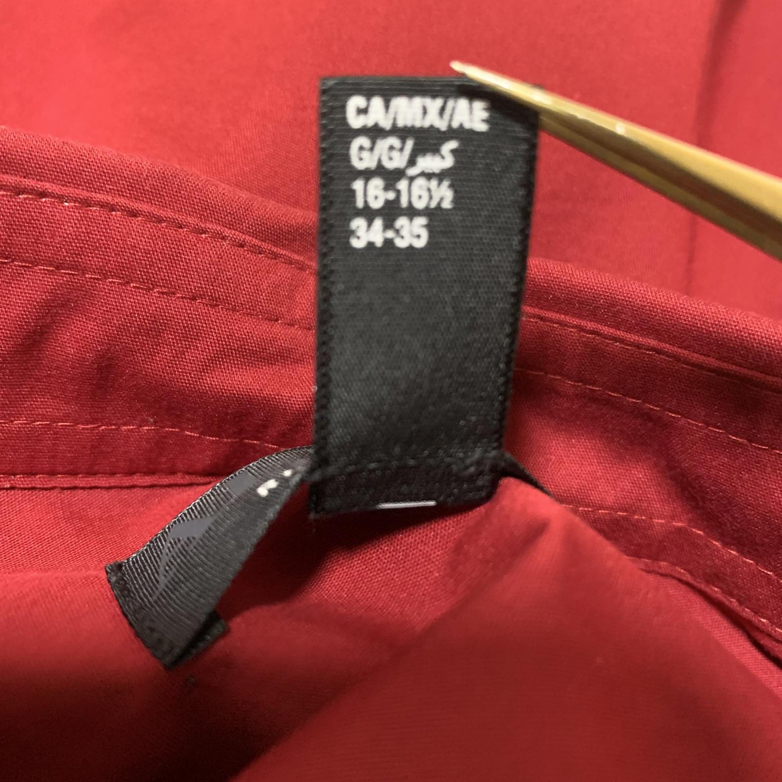 Camisa de vestir Alfani para hombre, de manga larga, color rojo, con botones, mezcla de algodón, talla L 16-16 1/2