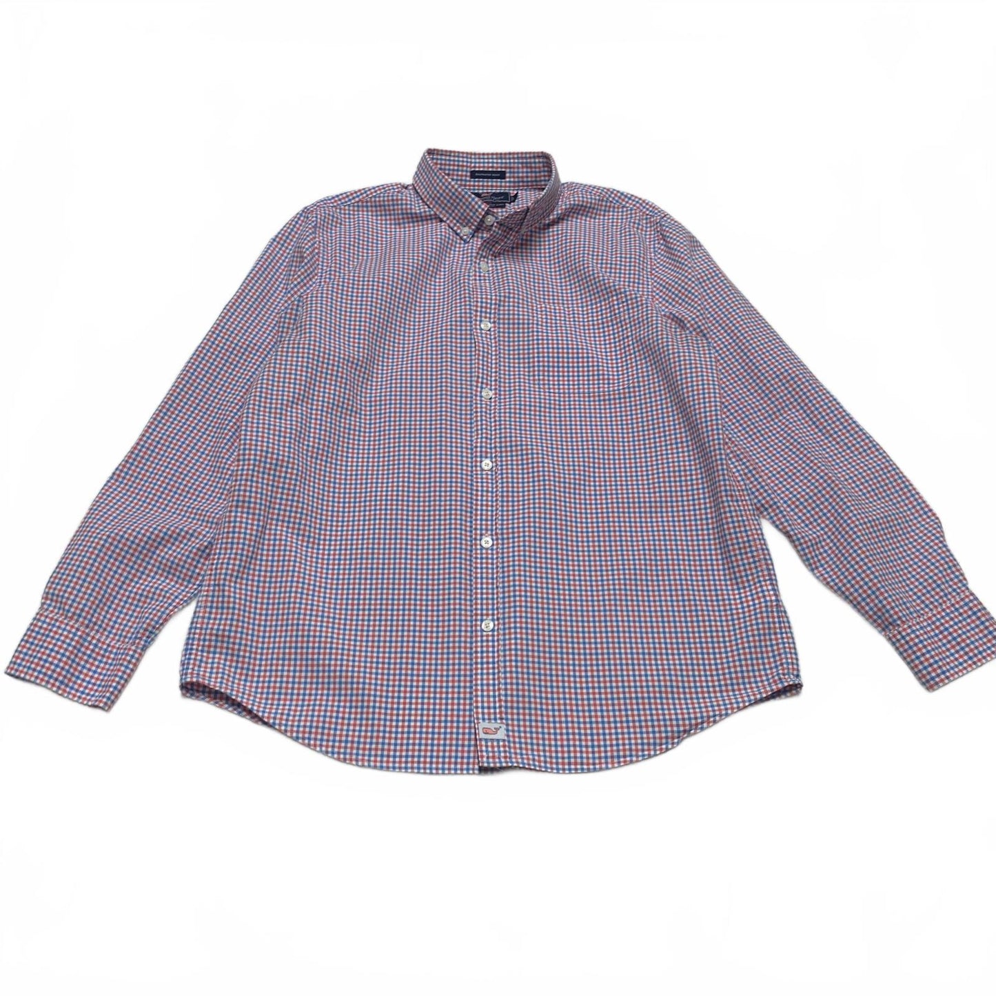 Vineyard Vines Men’s Large Red Blue Check Slim Fit Murray Button Shirt