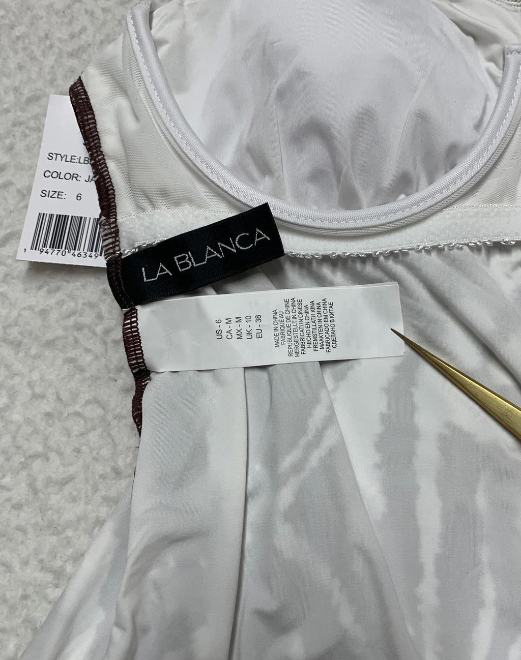 Top tankini con estampado de cebra marrón tostado para mujer La Blanca talla 6 con soporte de sujetador incorporado