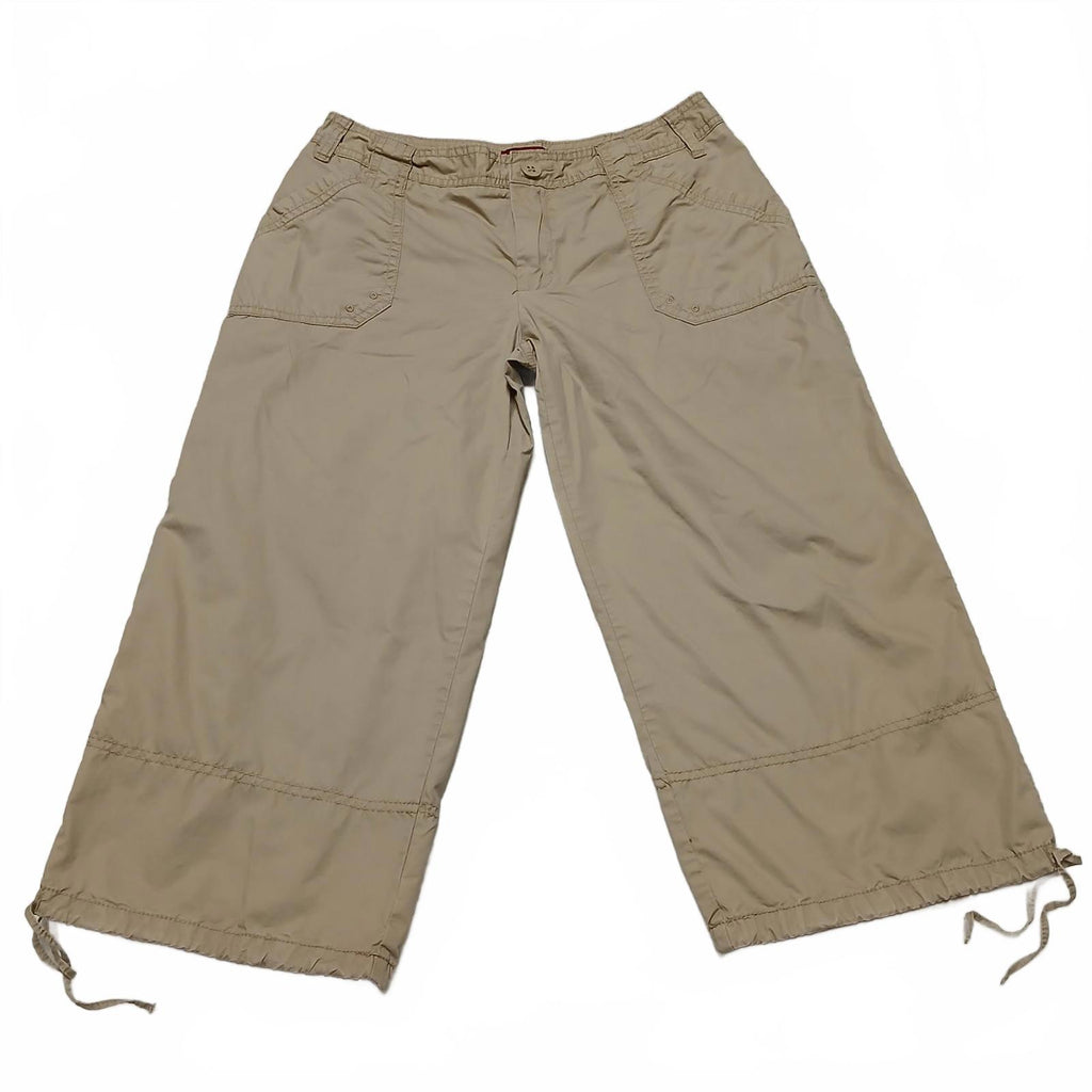 Merona Capris cómodos de algodón beige tostado para mujer talla 4, 29,5 x 20,5