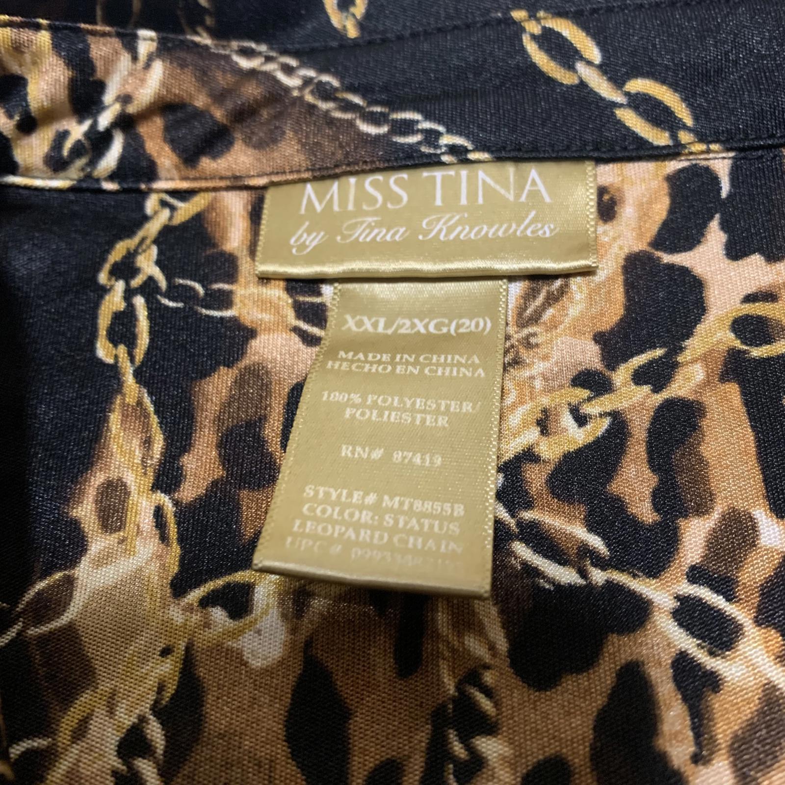 Blusa de manga larga negra y dorada con estampado de leopardo para mujer, talla XXL, de Miss Tina Knowles
