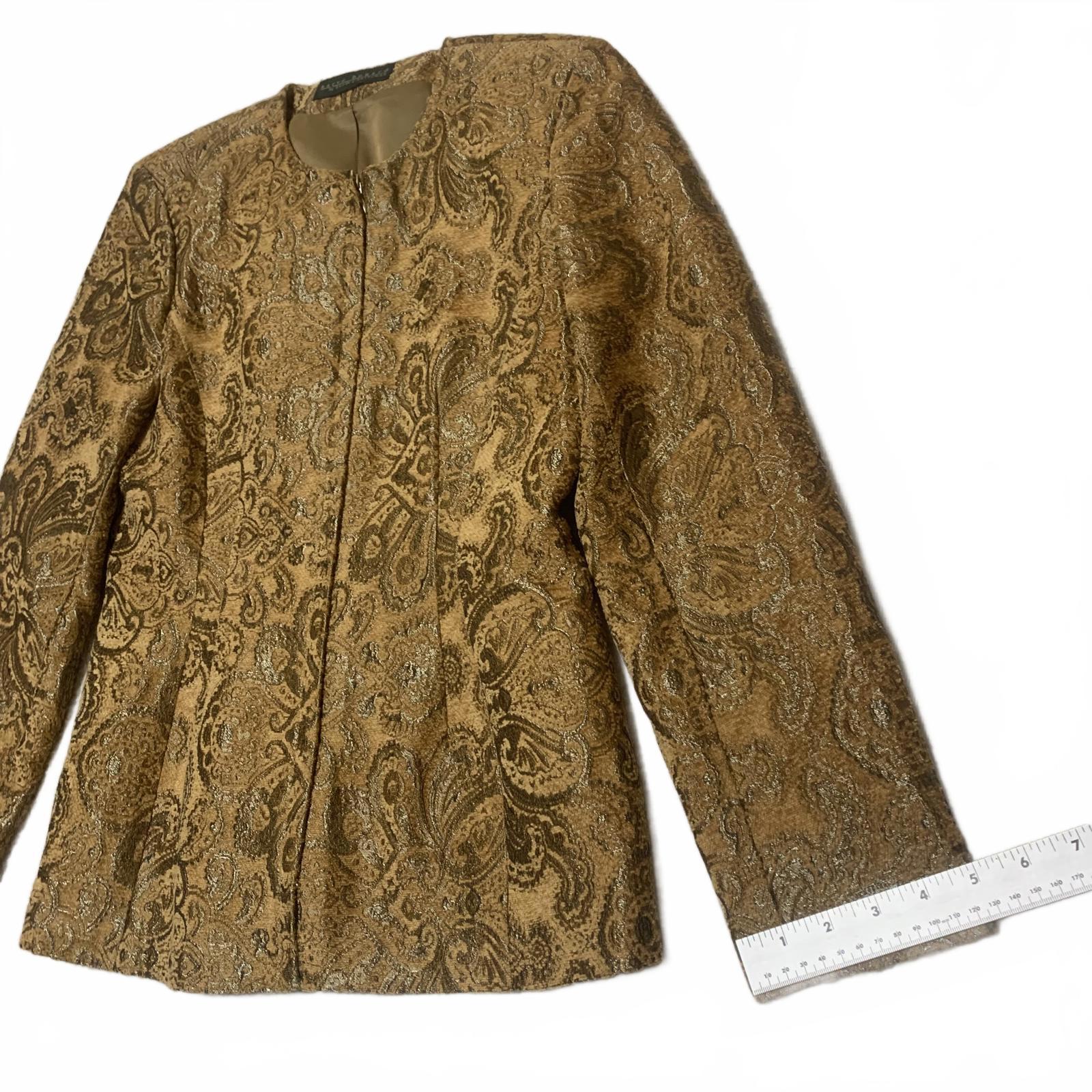 Chaqueta acolchada con cremallera Harvé Benard para mujer, talla M/L, estampado de cachemira dorado mostaza