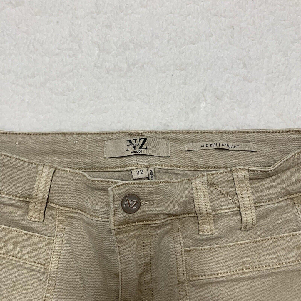 Vaqueros Nic+Zoe para mujer, talla 32, color tostado, con parche en el bolsillo delantero, color beige