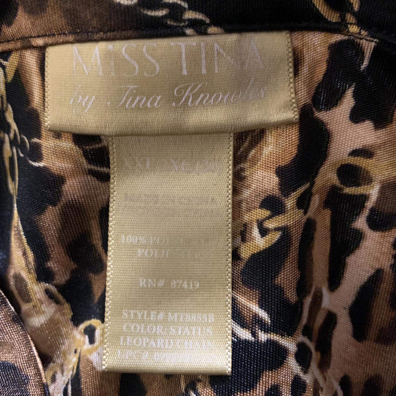 Blusa de manga larga negra y dorada con estampado de leopardo para mujer, talla XXL, de Miss Tina Knowles