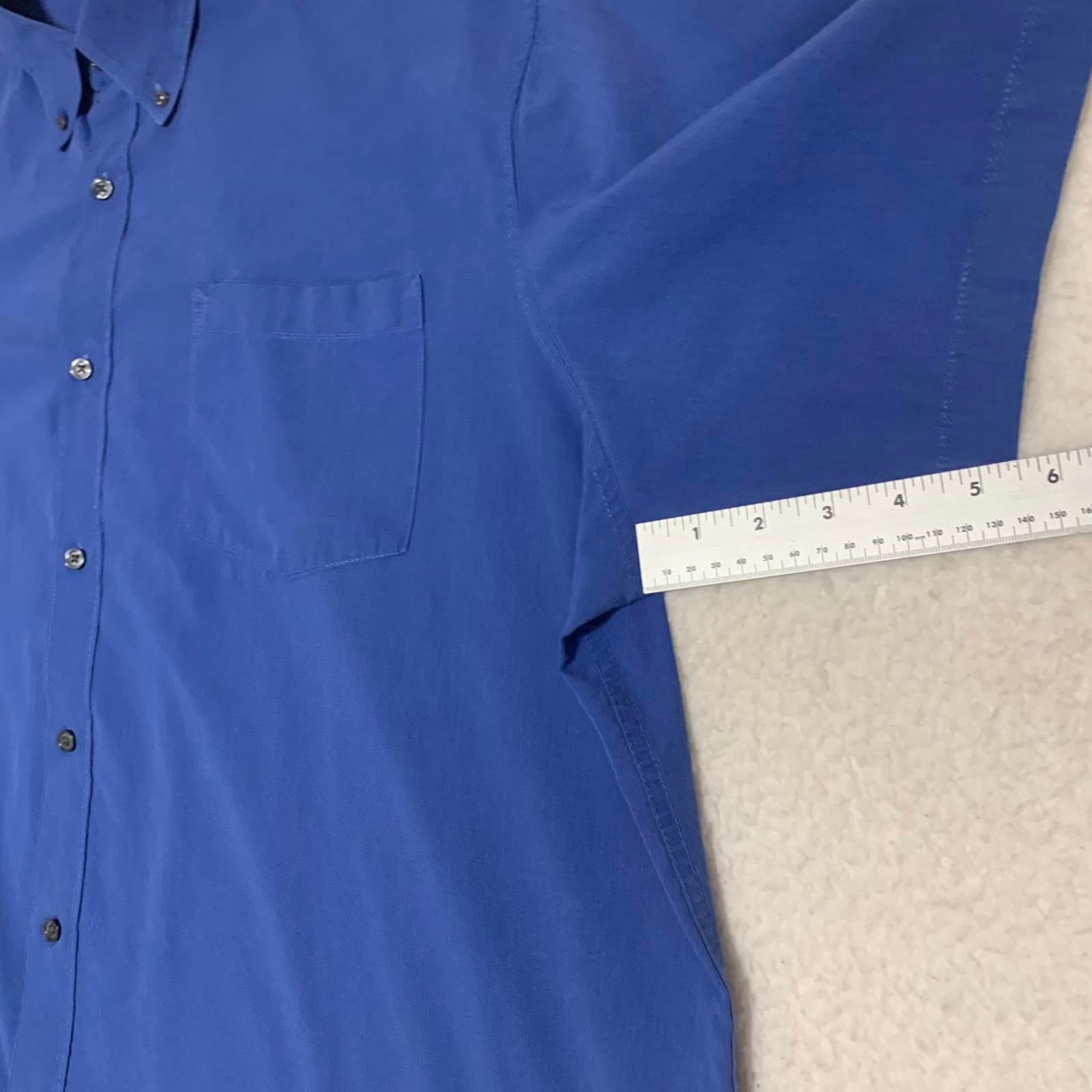 Camisa de manga corta azul con botones, edición básica, talla 2XL para hombre