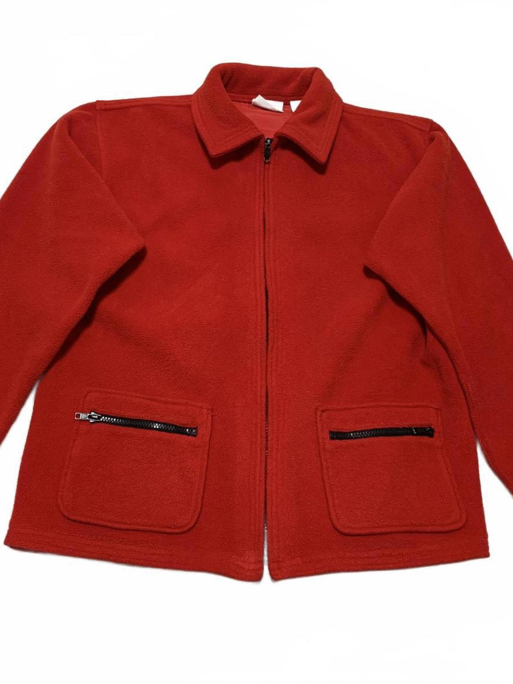 Chaqueta polar roja con cremallera y bolsillos, talla pequeña, para mujer, de la colección Willi Smith