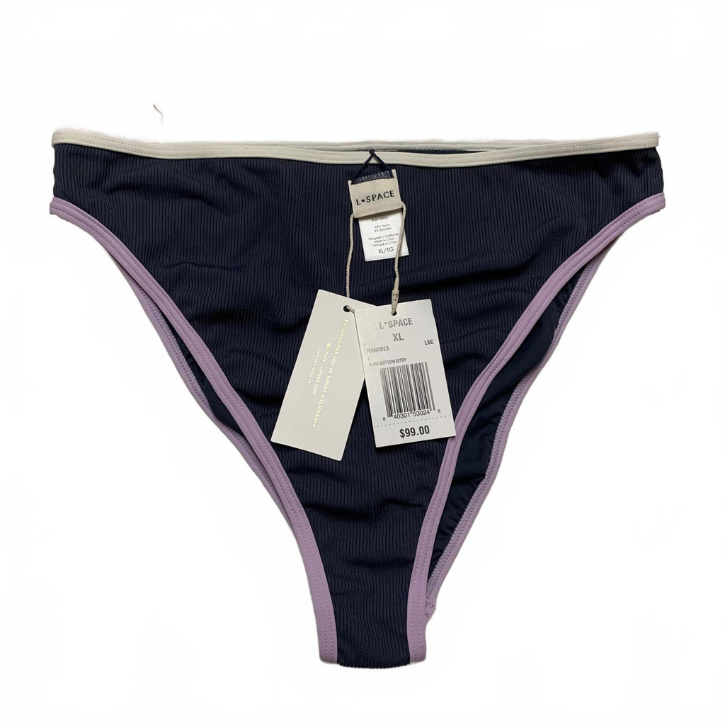 L*SPACE Braguita de bikini acanalada gris y lila talla XL para mujer