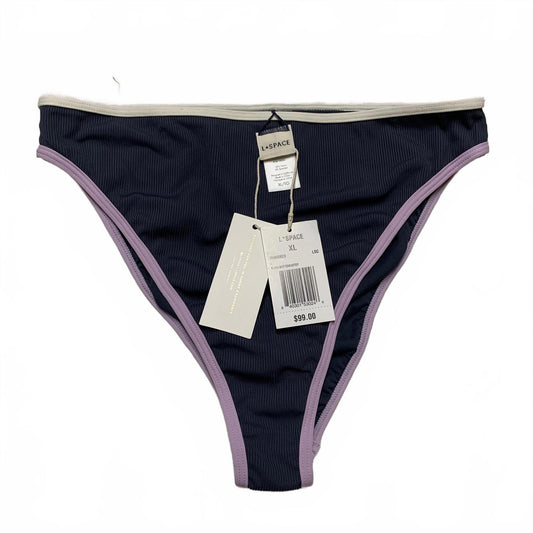 L*SPACE Women's Size XLarge Gray & Lilac Ribbed Bikini Bottoms