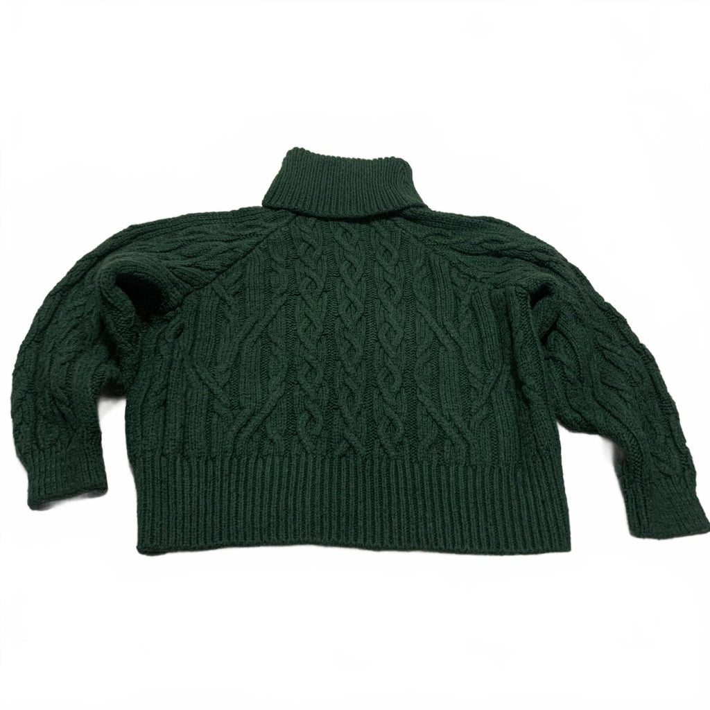 Suéter de cuello alto de punto trenzado verde oscuro con hombros descubiertos para mujer de Zara, talla pequeña