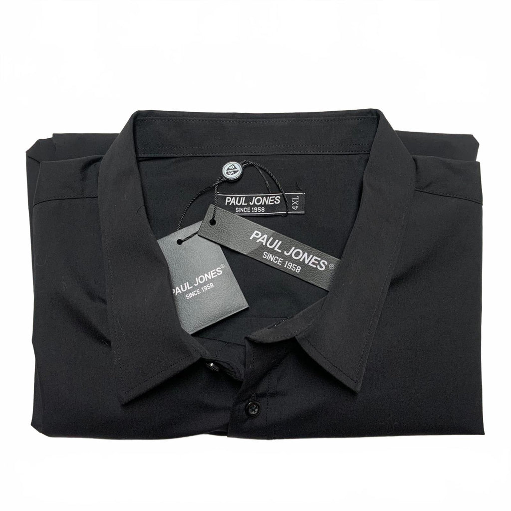 Camisa de manga larga con botones negra Paul Jones para hombre, talla 4XL