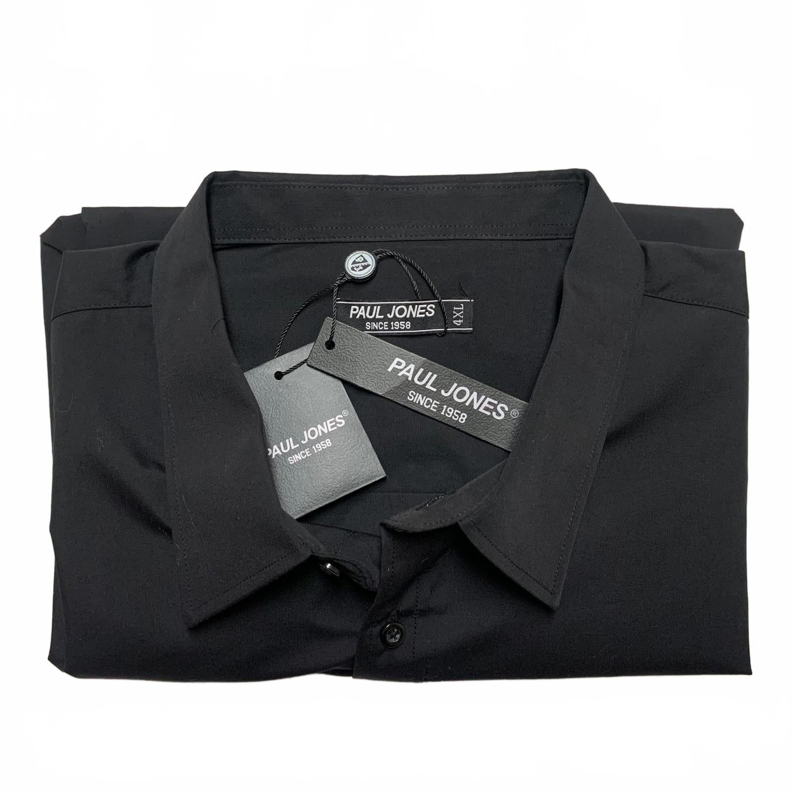 Camisa de manga larga con botones negra Paul Jones para hombre, talla 4XL