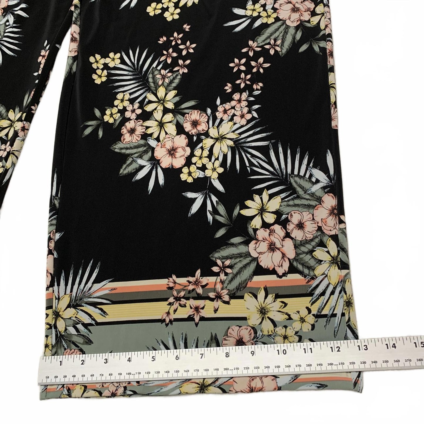 Roz & Ali Sz 3X Floral Print Wide Leg Pants Tropical Vibe W43X29 L