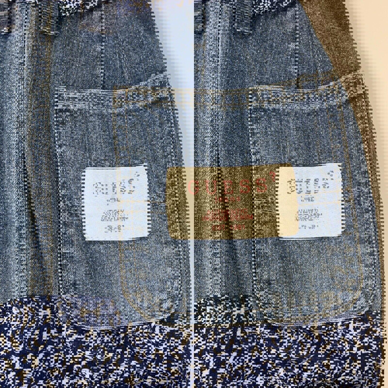 Bolso de hombro juvenil Guess Jeans Authentic Indigo Denim Tote, hecho a mano, vintage