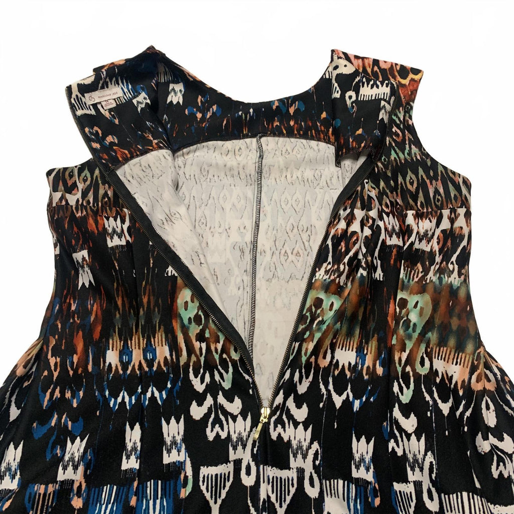 Vestido de verano sin mangas con estampado abstracto vibrante para mujer talla 14 de VTG db