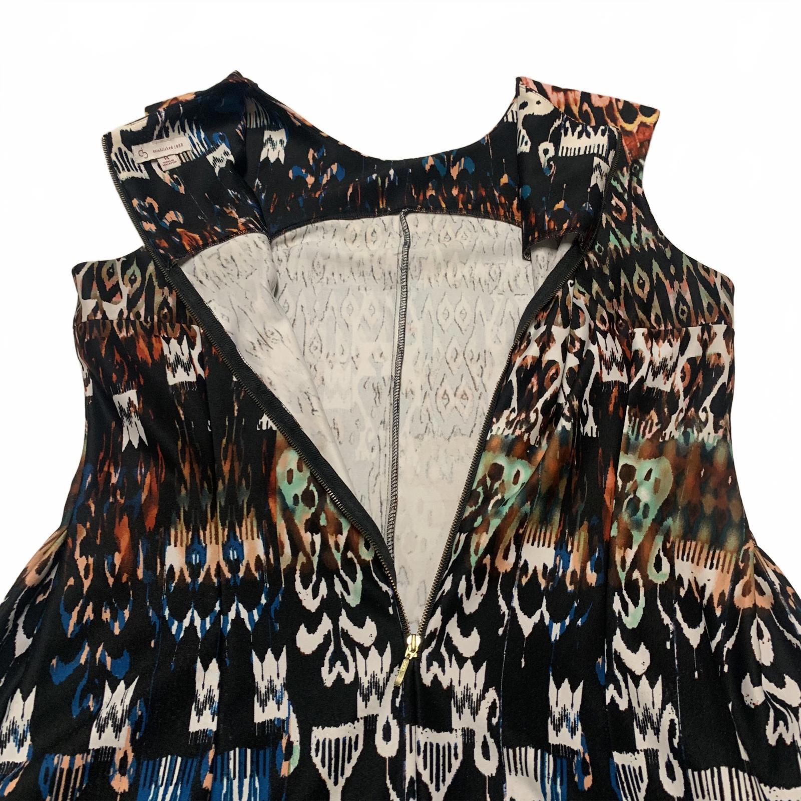 Vestido de verano sin mangas con estampado abstracto vibrante para mujer talla 14 de VTG db