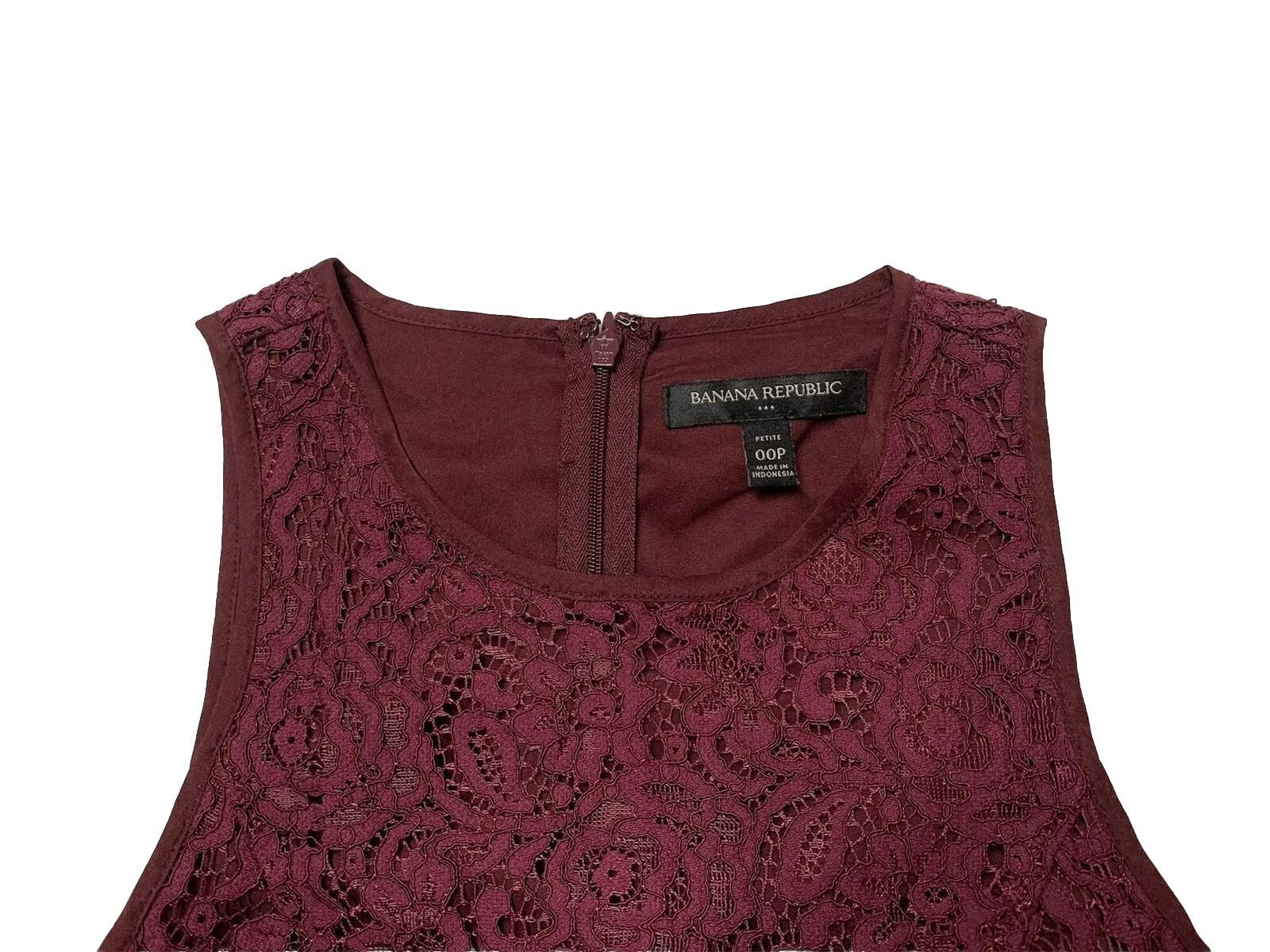 Vestido estilo imperio con encaje burdeos, talla 00P de Banana Republic Juniors