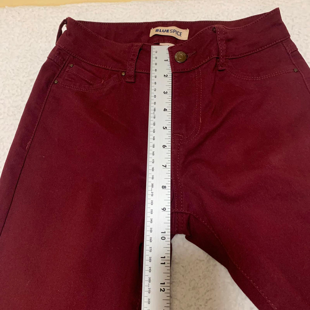 Vaqueros Blue Spice para mujer, talla 1, corte junior, elásticos, ajustados, burdeos, ancho 26 x 29,5 L