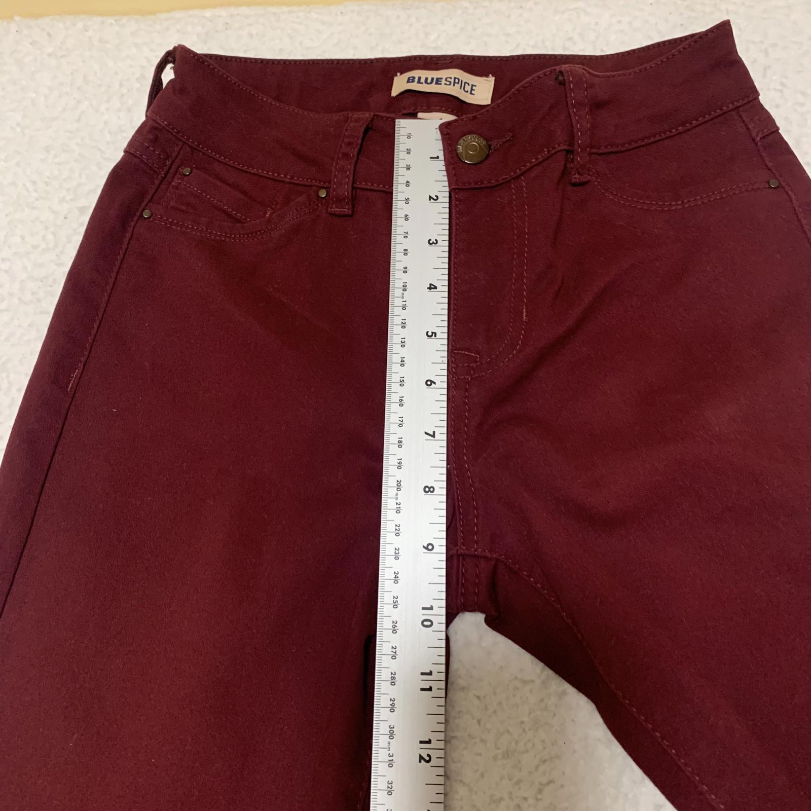 Vaqueros Blue Spice para mujer, talla 1, corte junior, elásticos, ajustados, burdeos, ancho 26 x 29,5 L