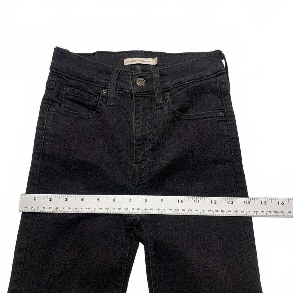 Levi's 724 - Vaqueros negros de tiro alto y corte recto para mujer, talla 24, 23,5 x 24 L