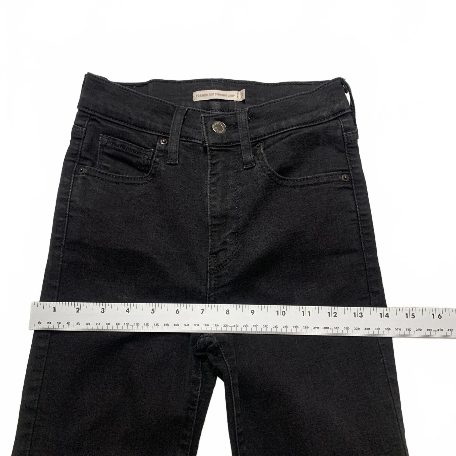 Levi's 724 - Vaqueros negros de tiro alto y corte recto para mujer, talla 24, 23,5 x 24 L