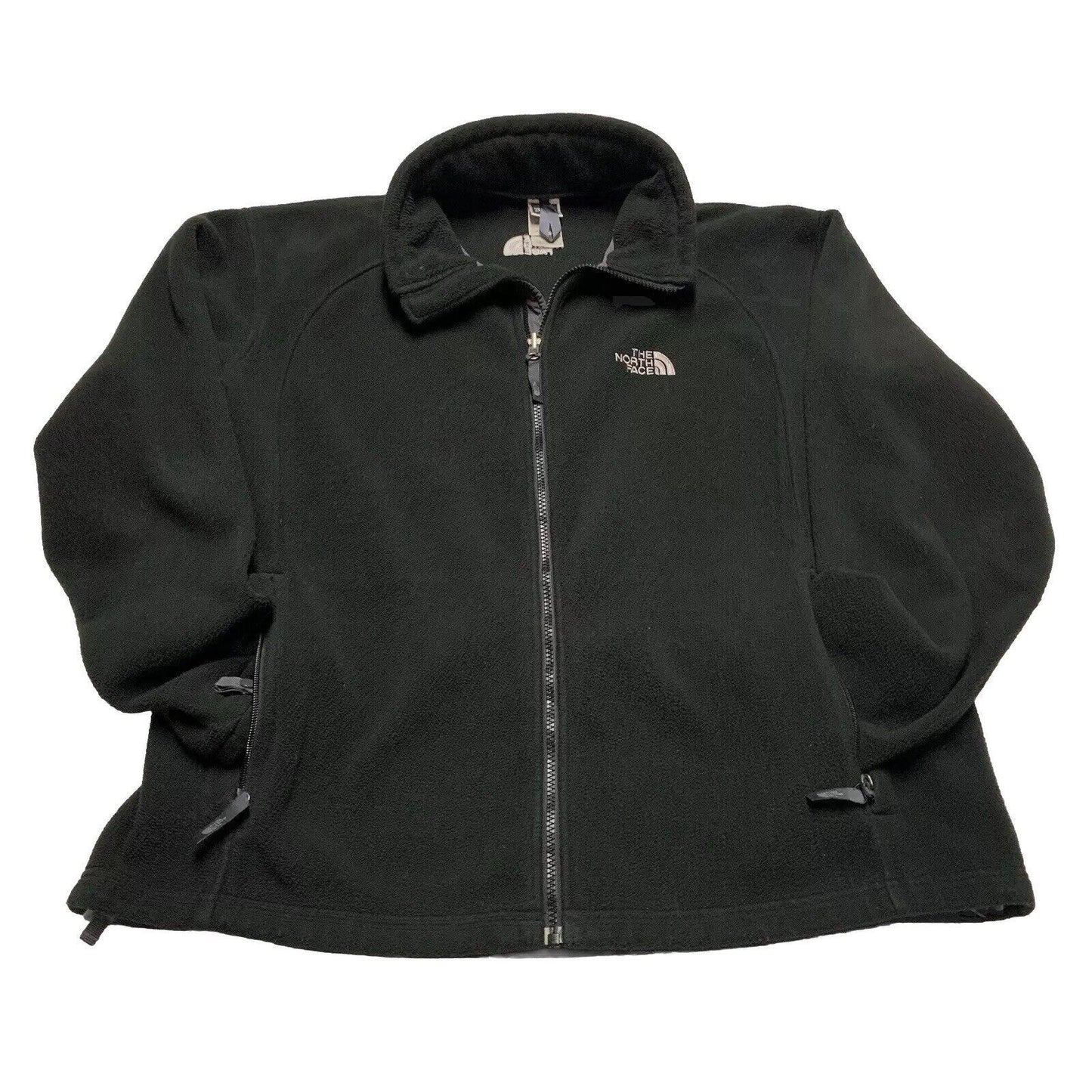 North Face Fleece Sweater Jacket Mens Sz L Black Full Zip Pockets Outdoor Winter