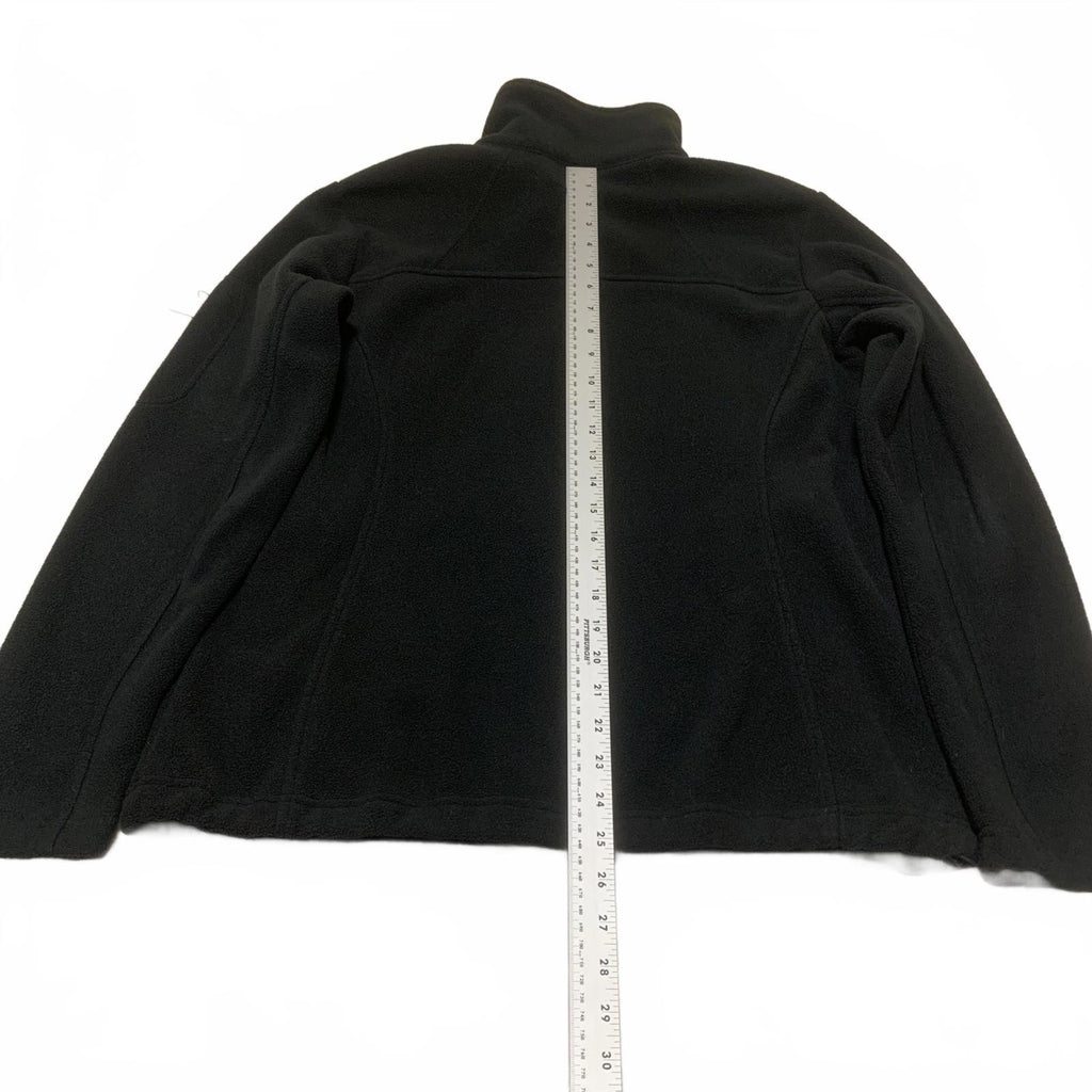 Chaqueta polar negra grande Columbia para mujer, con cremallera completa, para senderismo al aire libre, capa cálida