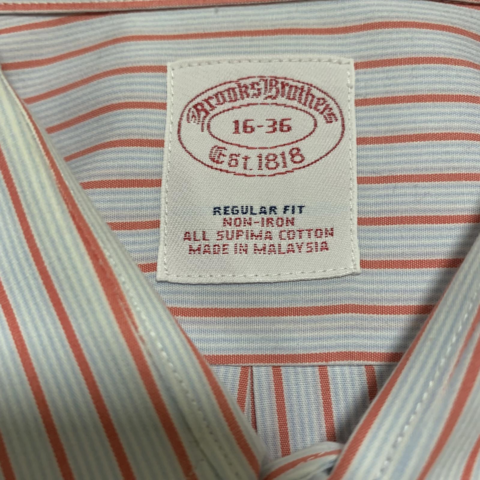 Camisa de vestir Brooks Brothers para hombre, talla 16-36, corte recto, sin planchado, de algodón Supima, manga larga
