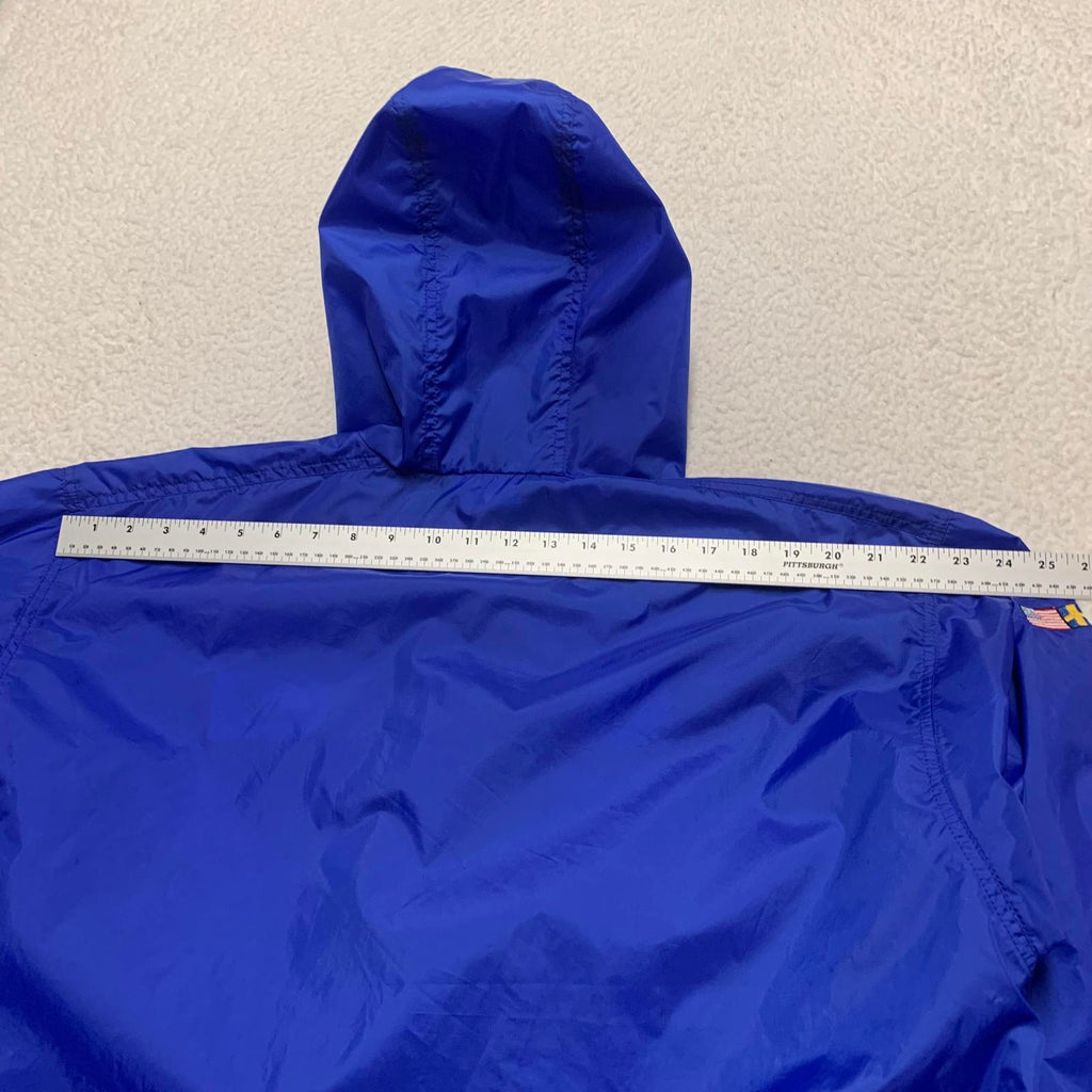 Chaqueta impermeable plegable Tri Mountain para hombre, color azul, talla L