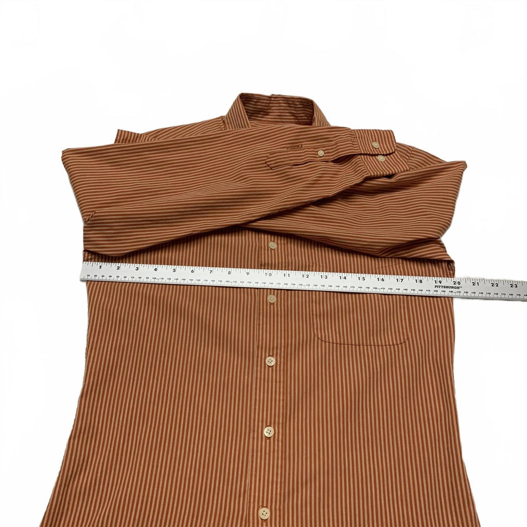 Camisa a rayas naranja con botones, talla pequeña, para hombre de la Universidad de Antigua de Texas