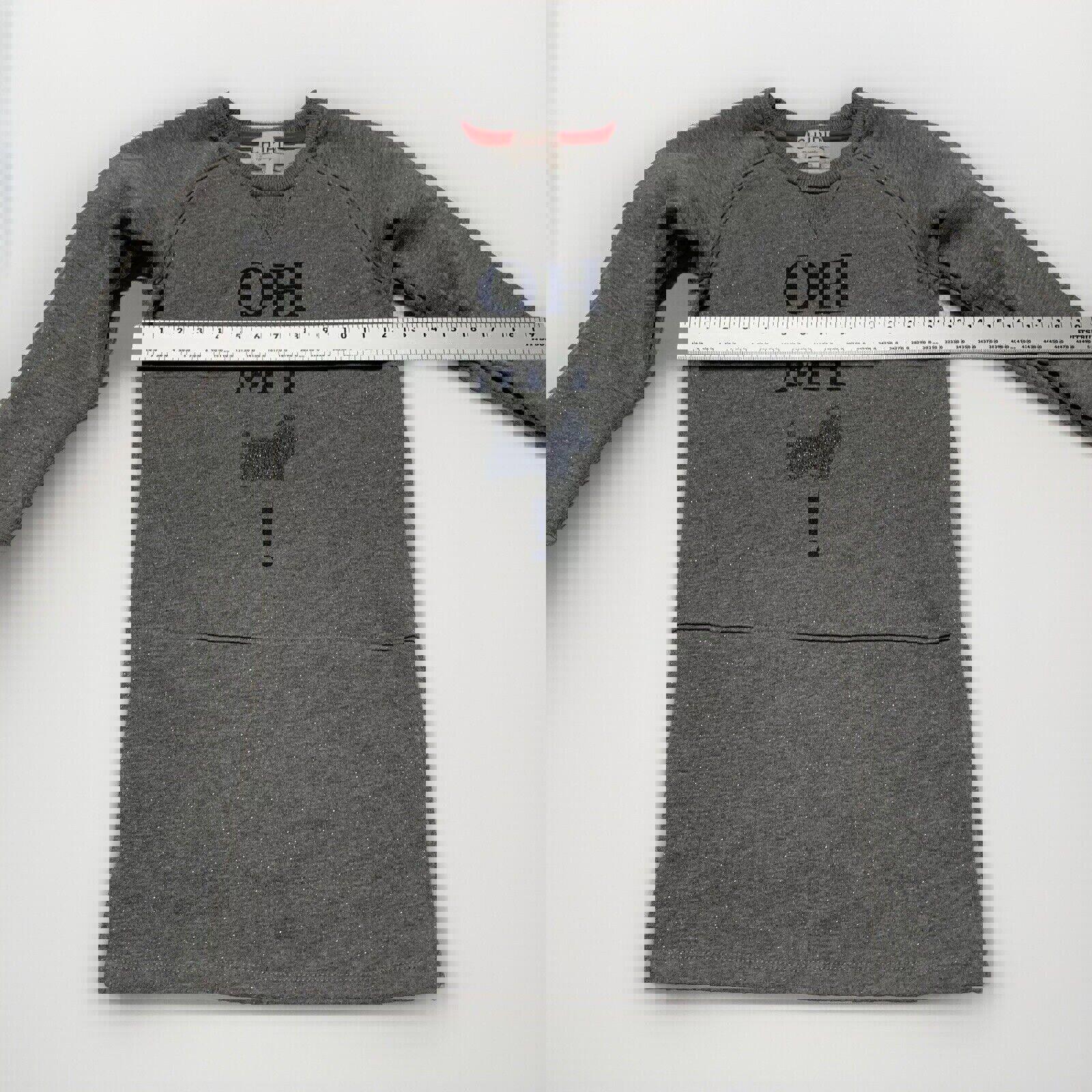 Vestido sudadera de forro polar gris jaspeado Chipie para niñas, talla 6, con purpurina de perro escocés