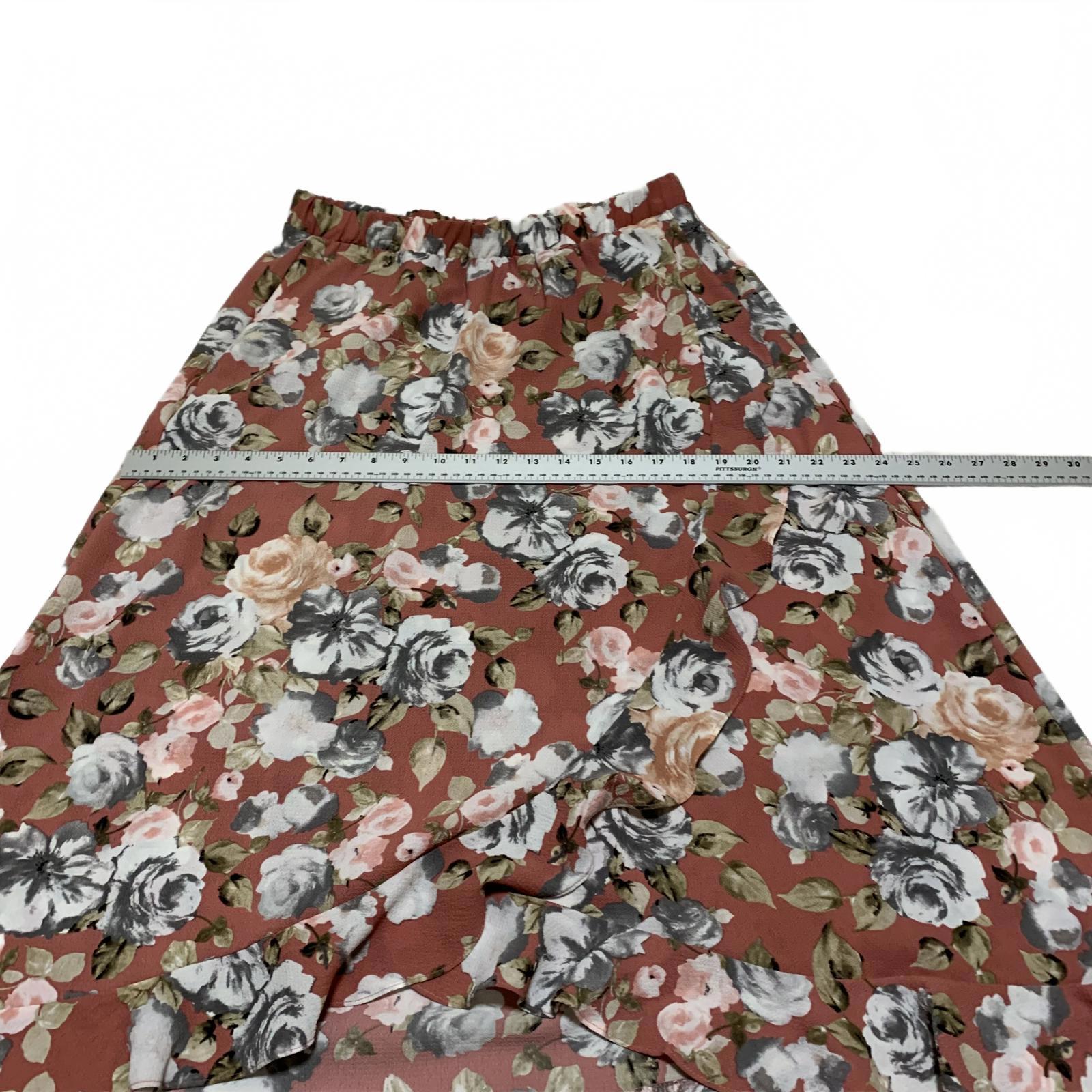 Falda con volantes florales para mujer, talla L, de Green Envelope Los Angeles, fabricada en EE. UU.