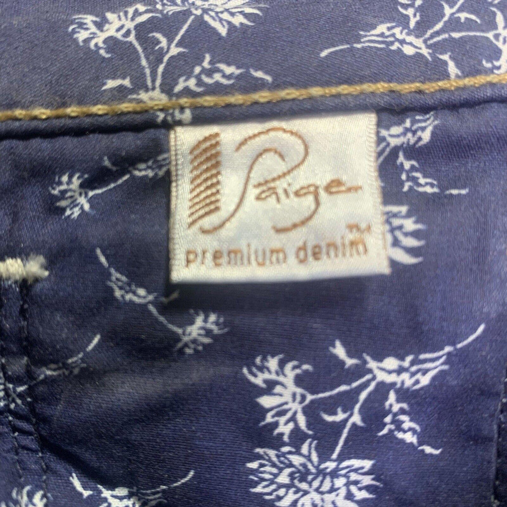 Jeans Paige Skyline para mujer, talla 26, ajustados, con pierna al tobillo, tiro bajo, desgastados, ancho 28 x 29 L