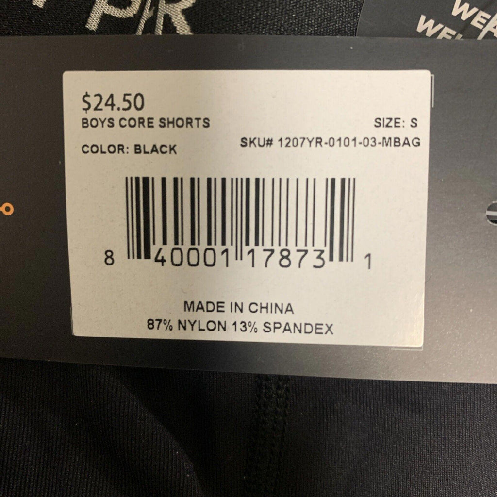 Pantalones cortos de ciclista de compresión Tommie Copper Core Youth Boys, talla pequeña, color negro