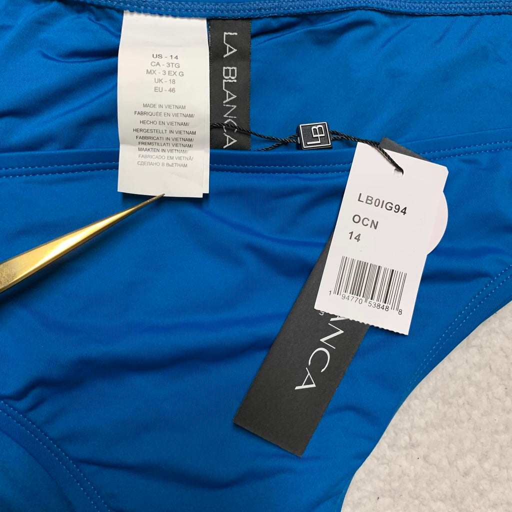 La Blanca - Bañador ajustable para mujer, talla 14, UPF 50+, color azul turquesa