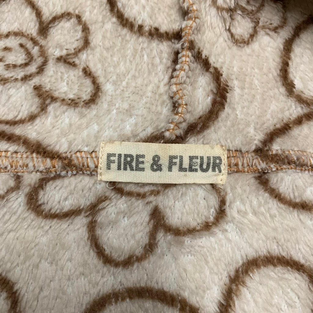 Chaqueta con capucha de polar con estampado floral beige Fire &amp; Fleur para mujer, talla 3XL
