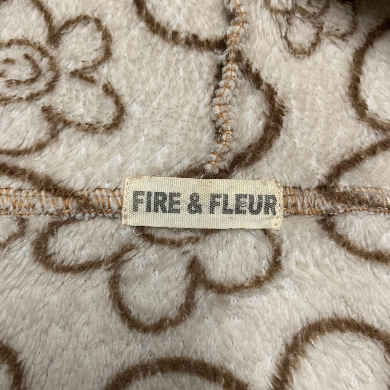 Chaqueta con capucha de polar con estampado floral beige Fire &amp; Fleur para mujer, talla 3XL