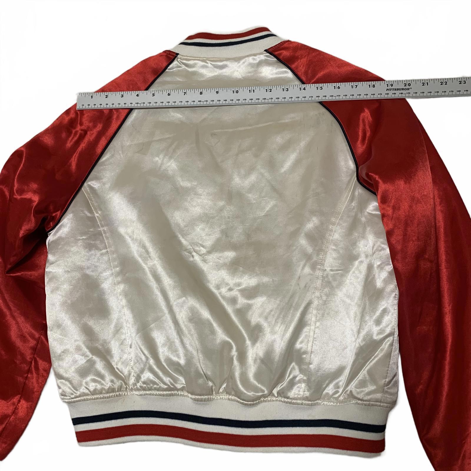 Chaqueta bomber Tweety Paris para mujer, talla L, color rojo y blanco, de satén Y2K, de Looney Tunes, lote 29