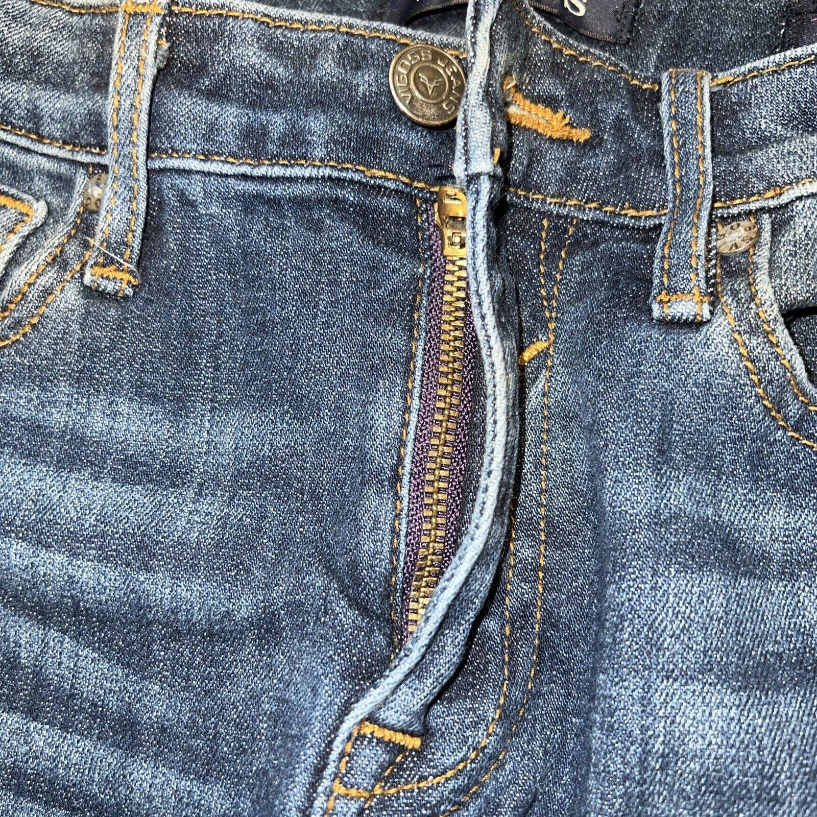 Vaqueros ajustados VIGOSS Marley para mujer, 25 x 26, de tiro medio desgastados en azul